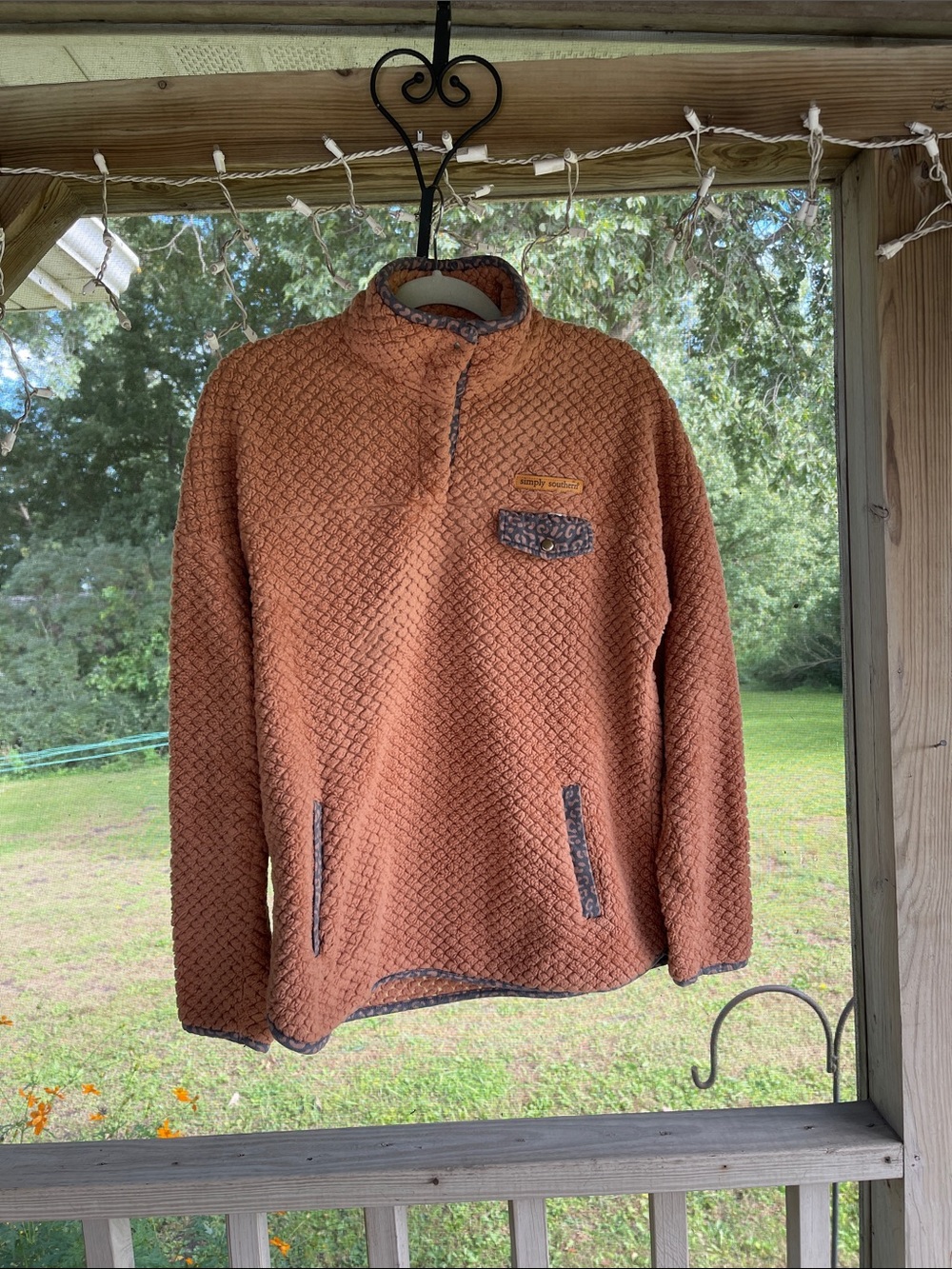 Simply Southern Rust Textured Zip Pullover